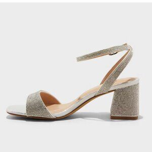 Size 8 1/2 silver jewel dress heels